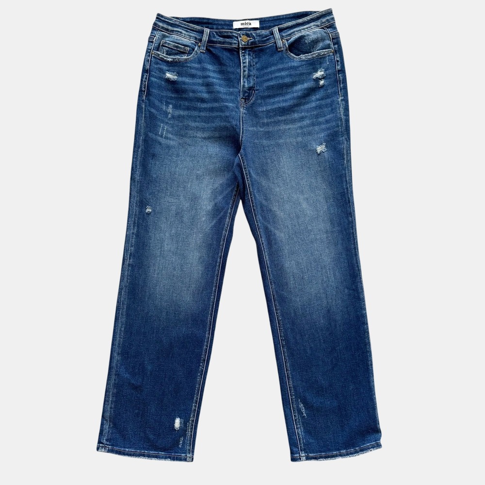 Mica Los Angeles Women's 16W High Rise Straight Leg Distressed Jeans Boho Grunge